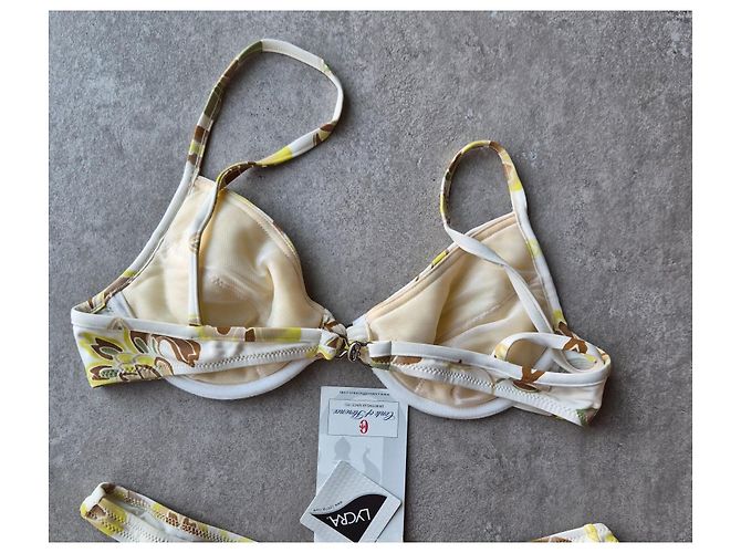 Autre Marque Conte of Florence Conjunto de Bikini Floral Blanco y Amarillo Castaño Verde - vista 4