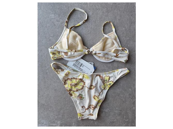 Autre Marque Conte of Florence Conjunto de Bikini Floral Blanco y Amarillo Castaño Verde - vista 7