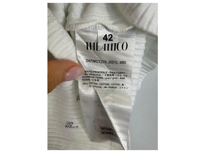 The Attico Top de Tirantes de Canalé con Logo - Blanco - vista 3