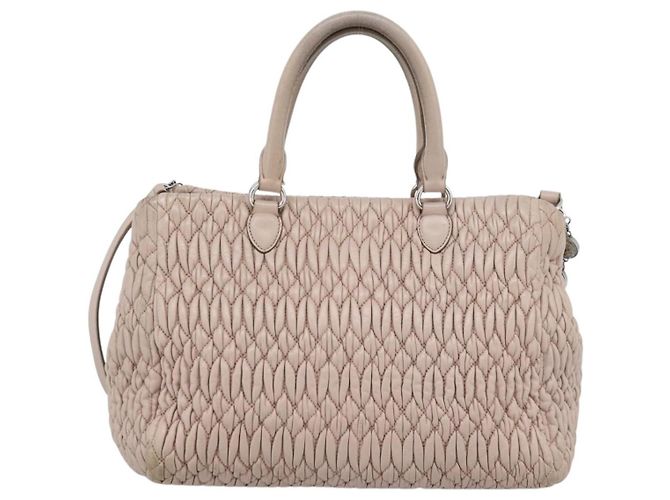 Borsa Tote Miu Miu in pelle trapuntata con cristalli Medium Rosa - vista 2