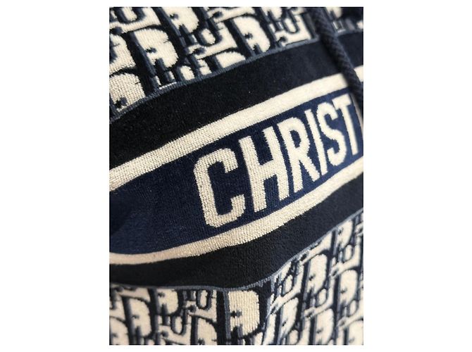Christian Dior Felpa a Maniche Corte Monogramma Bianco Blu scuro - vista 3