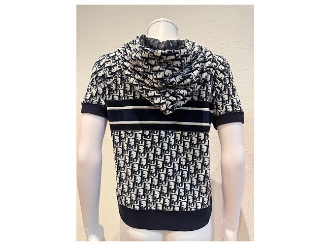 Christian Dior Felpa a Maniche Corte Monogramma Bianco Blu scuro - vista 4