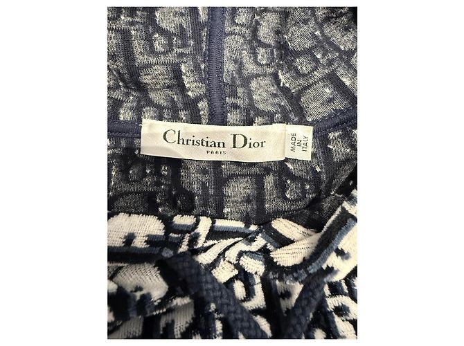 Christian Dior Felpa a Maniche Corte Monogramma Bianco Blu scuro - vista 5