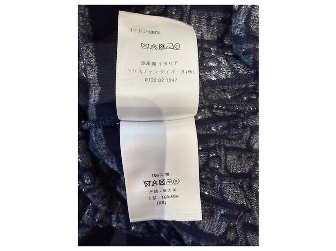 Christian Dior Felpa a Maniche Corte Monogramma Bianco Blu scuro - vista 7