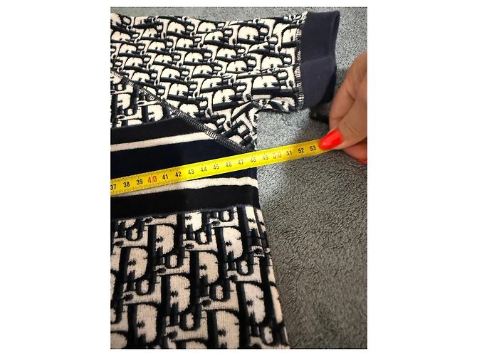 Christian Dior Felpa a Maniche Corte Monogramma Bianco Blu scuro - vista 8