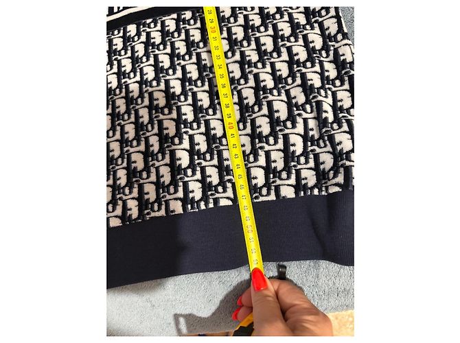 Christian Dior Felpa a Maniche Corte Monogramma Bianco Blu scuro - vista 9