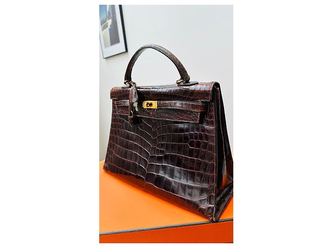 Hermès Kelly Sellier 35 in coccodrillo marrone Marrone scuro - vista 14