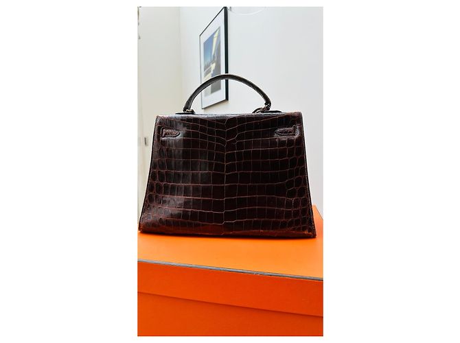 Hermès Kelly Sellier 35 in coccodrillo marrone Marrone scuro - vista 6