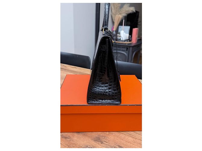 Hermès Kelly 32 in pelle di alligatore nero - vista 2