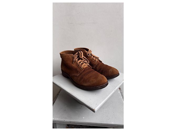 US9.5 . visvim . brigadier boots mid-folk . scamosciato vegetale . goodyear . dainite . 0117402002002 Marrone - vista 3
