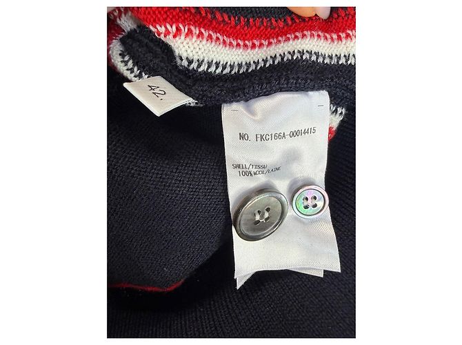 Thom Browne Wollcardigan Marineblau Weiß Rot - Ansicht 3