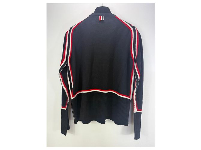 Thom Browne Wollcardigan Marineblau Weiß Rot - Ansicht 4