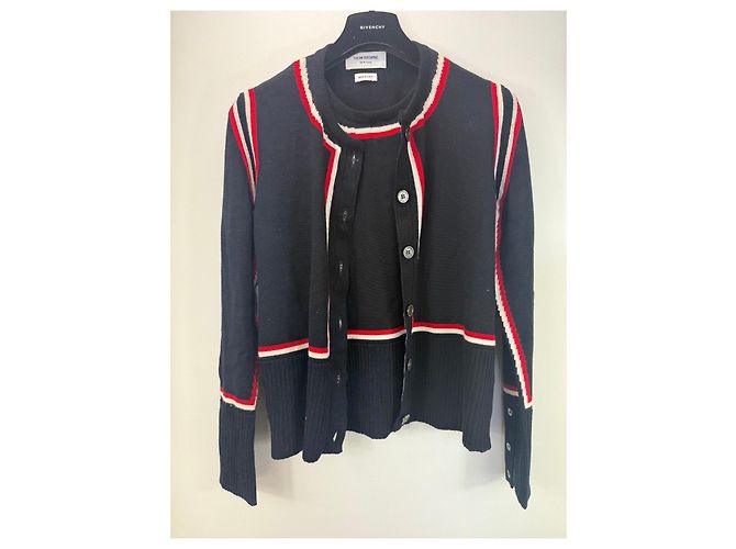 Thom Browne Wollcardigan Marineblau Weiß Rot - Ansicht 5
