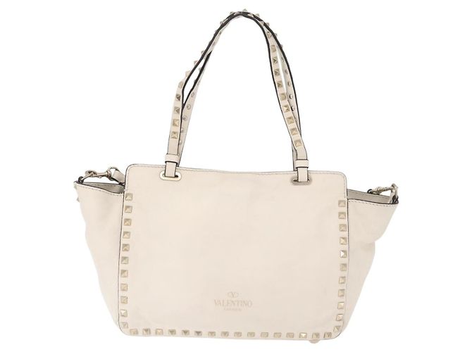 Tote Valentino Garavani Rockstud in pelle morbida Large Bianco - vista 2