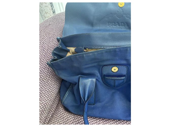 Bolsa Prada em nylon azul e couro - vista 10