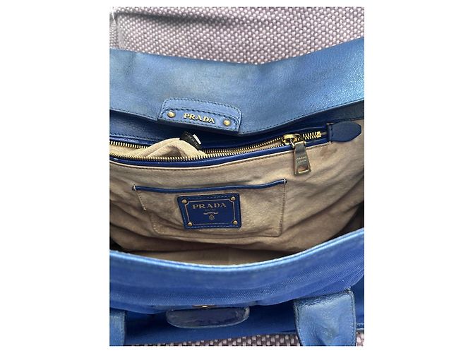 Bolsa Prada em nylon azul e couro - vista 12