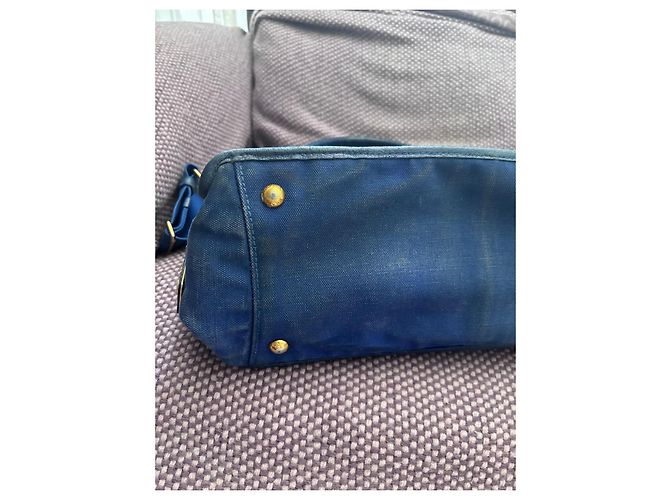 Bolsa Prada em nylon azul e couro - vista 3
