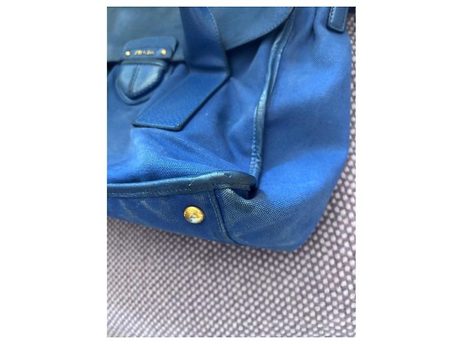Bolsa Prada em nylon azul e couro - vista 7