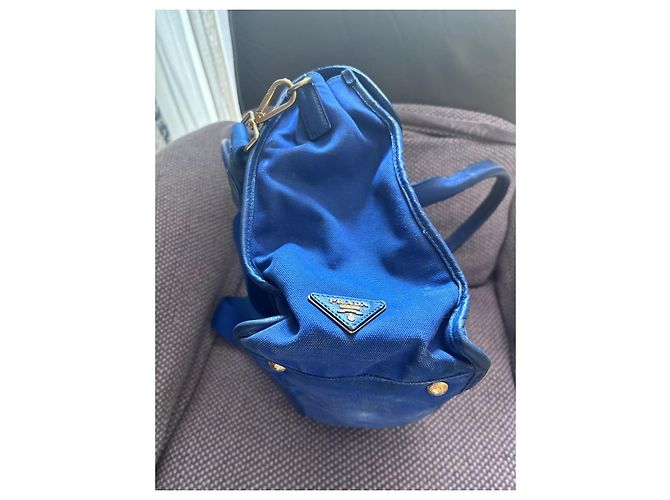 Bolsa Prada em nylon azul e couro - vista 8