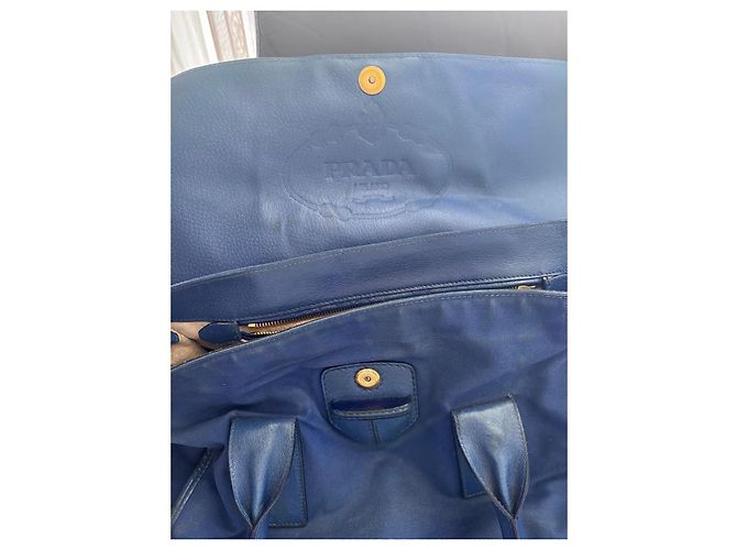 Bolsa Prada em nylon azul e couro - vista 9