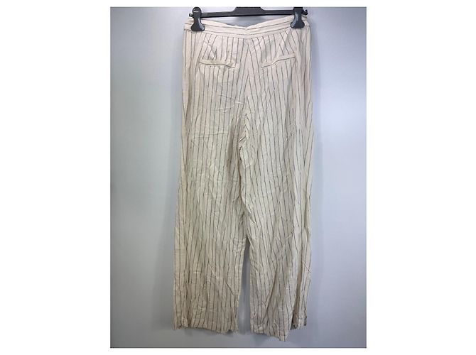 Autre Marque Aware Pantalones pierna ancha a rayas crema Crudo Azul oscuro - vista 3