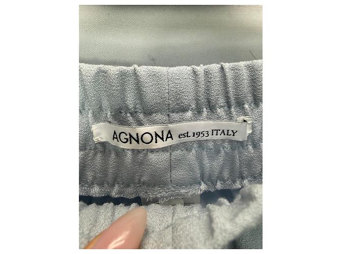Agnona Light Blue Wool Blend Track Pants - view 2