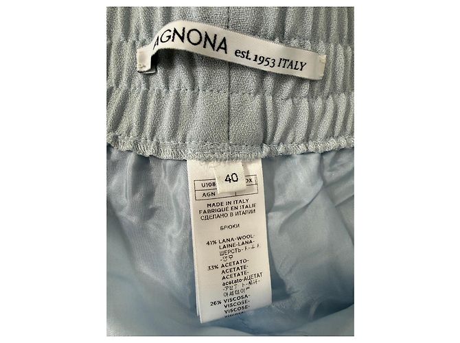 Agnona Light Blue Wool Blend Track Pants - view 4