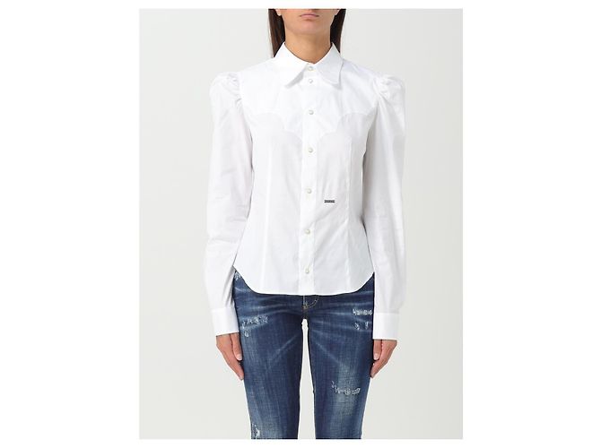 Dsquared2 Camicia Western in Cotone Bianco - vista 6