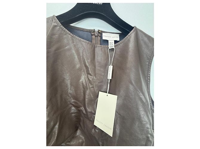 Autre Marque Pretty Lavish Top sin mangas de piel sintética marrón Castaño - vista 3