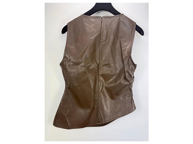 Autre Marque Pretty Lavish Top sin mangas de piel sintética marrón Castaño - vista 5