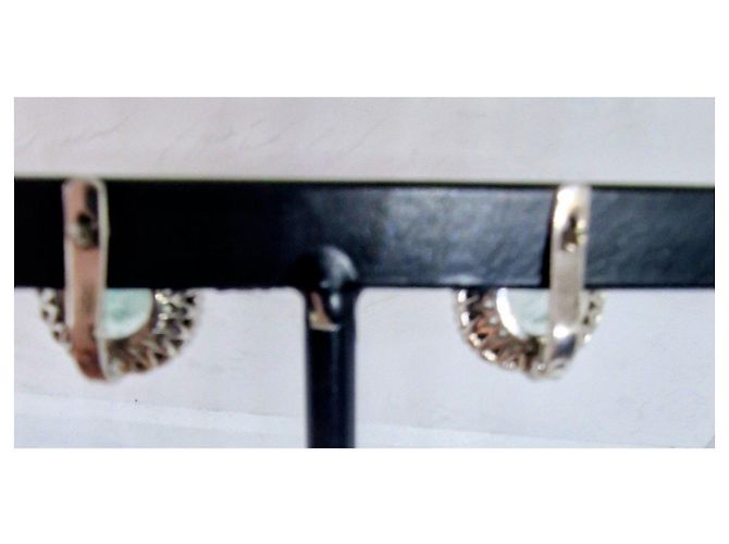 Autre Marque Sterling Silber 925 Ohrstecker Aquamarin und schwarzer Spinell Hellblau - Ansicht 3