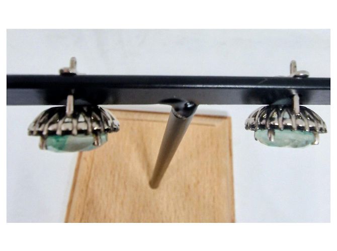 Autre Marque Sterling Silber 925 Ohrstecker Aquamarin und schwarzer Spinell Hellblau - Ansicht 4