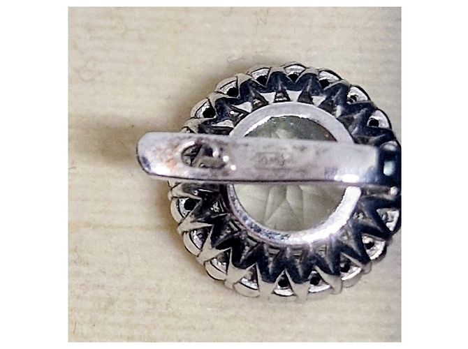 Autre Marque Sterling Silber 925 Ohrstecker Aquamarin und schwarzer Spinell Hellblau - Ansicht 9