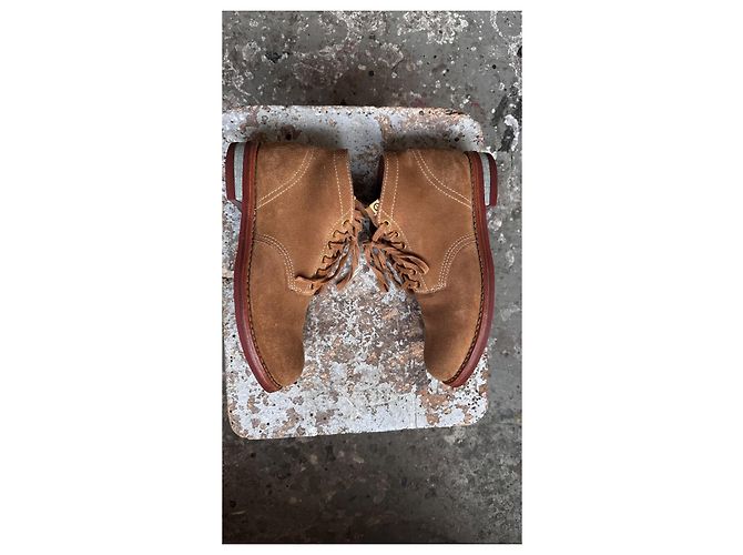 Visvim Brigadier Boots Mid-Folk Camel Scamosciate US9 Marrone - vista 7