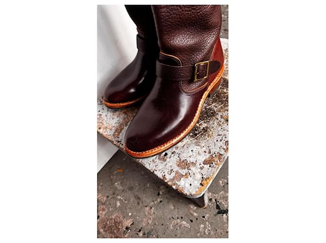 Stivali Visvim T.W.O. Boots Folk Cordovan Marrone Bordò - vista 15