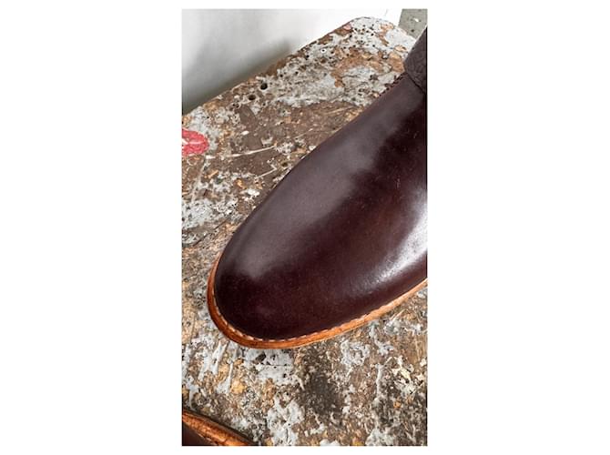 Stivali Visvim T.W.O. Boots Folk Cordovan Marrone Bordò - vista 3