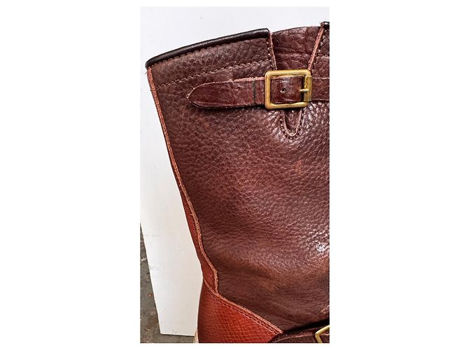 Stivali Visvim T.W.O. Boots Folk Cordovan Marrone Bordò - vista 6