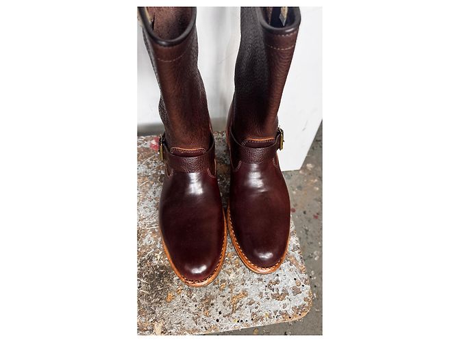 Stivali Visvim T.W.O. Boots Folk Cordovan Marrone Bordò - vista 9