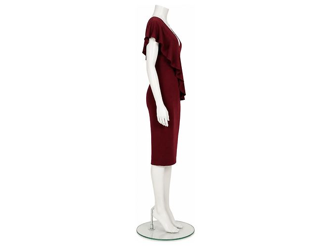 Diane Von Furstenberg Cocktailkleid mit Rüschen - Bordeaux - Ansicht 3