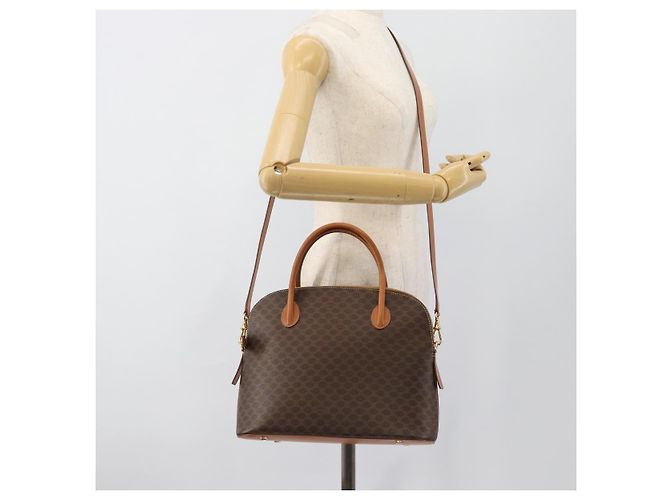 Céline Borsa CELINE Macadam Canvas PVC Pelle 2way Marrone Oro Auth 188224SAV D'oro - vista 25