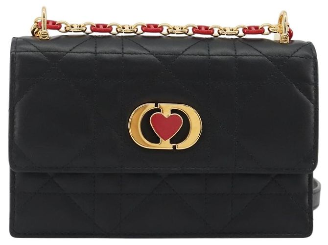 Borsa a tracolla Christian Dior Cannage Miss Caro in pelle nera e oro Auth 188849SAM Nero D'oro - vista 13