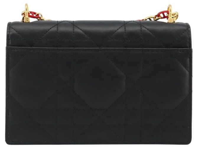 Borsa a tracolla Christian Dior Cannage Miss Caro in pelle nera e oro Auth 188849SAM Nero D'oro - vista 2