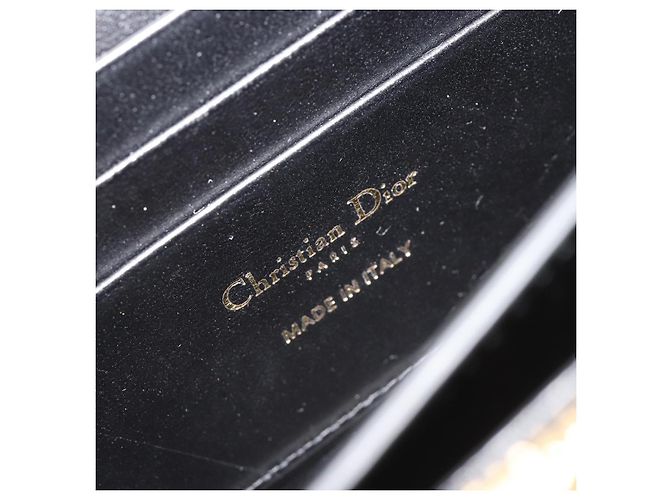 Borsa a tracolla Christian Dior Cannage Miss Caro in pelle nera e oro Auth 188849SAM Nero D'oro - vista 20