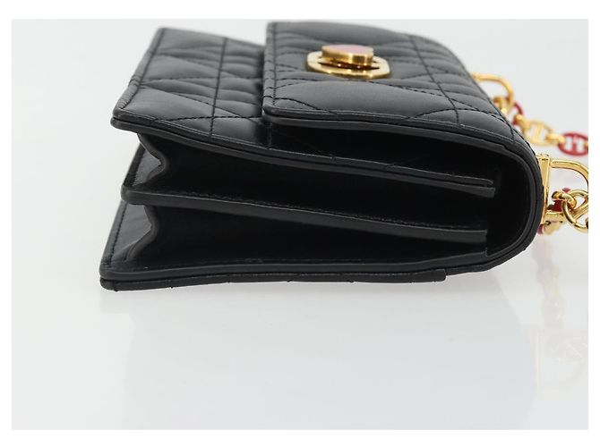 Borsa a tracolla Christian Dior Cannage Miss Caro in pelle nera e oro Auth 188849SAM Nero D'oro - vista 3