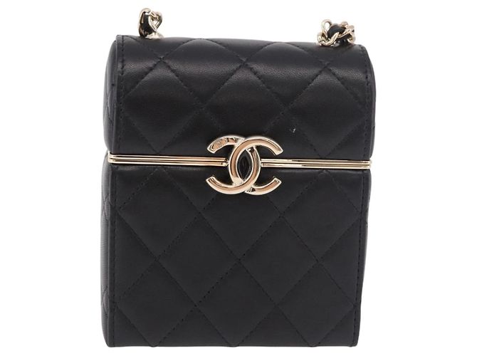 CHANEL Matelasse Chain Shoulder Bag Lamb Skin Black Gold CC Auth 187480SAM Nero D'oro - vista 13
