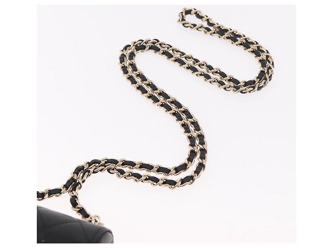 CHANEL Matelasse Chain Shoulder Bag Lamb Skin Black Gold CC Auth 187480SAM Nero D'oro - vista 14