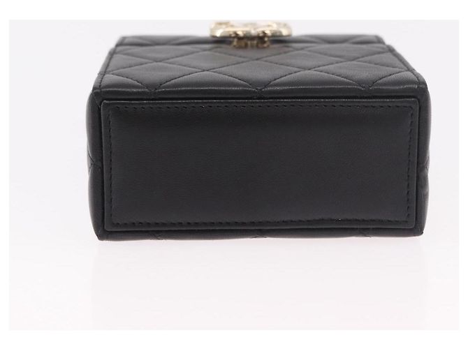 CHANEL Matelasse Chain Shoulder Bag Lamb Skin Black Gold CC Auth 187480SAM Nero D'oro - vista 5