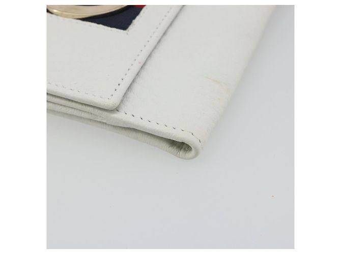 Cartera GUCCI Interlocking Sherry Line en cuero blanco y oro 131020 Auth yk20600A Dorado - vista 14