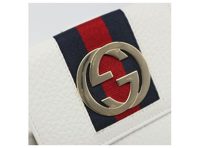 Cartera GUCCI Interlocking Sherry Line en cuero blanco y oro 131020 Auth yk20600A Dorado - vista 17