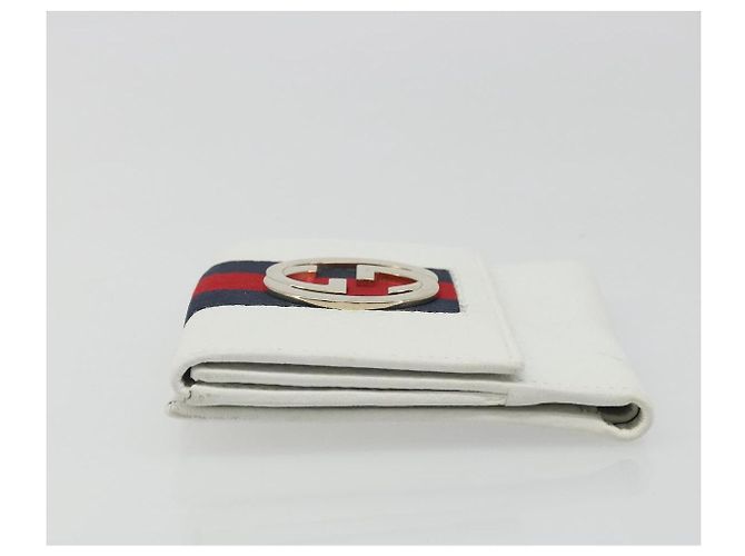 Cartera GUCCI Interlocking Sherry Line en cuero blanco y oro 131020 Auth yk20600A Dorado - vista 4